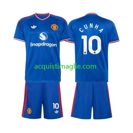 Divisa di Calcio Manchester United Matheus Cunha 10 Bambino Trasferta 2026/2027